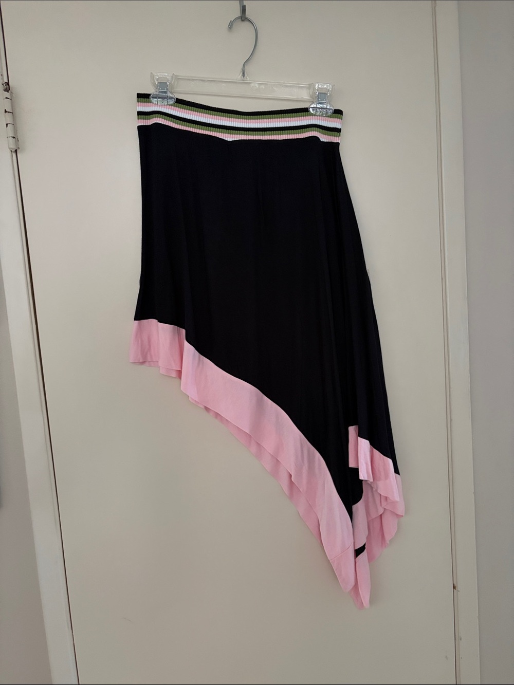 Rucca Asymmetric Multifunction Black TubeTop/skirt w/Pink Hem, Stripe Waistband